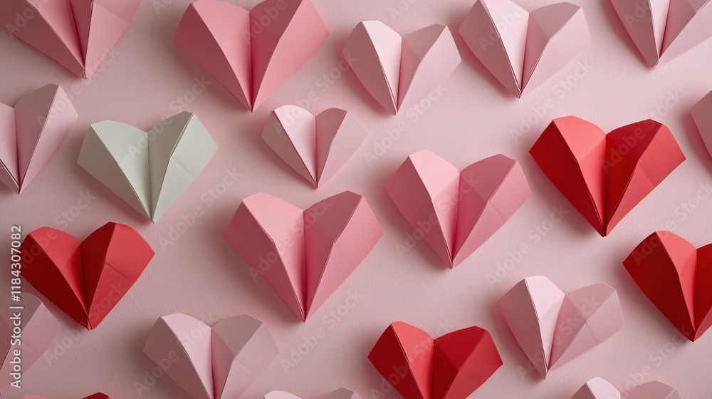 Colorful Paper Hearts in Creative Arrangement Colorful Paper Hearts in Creative Arrangement