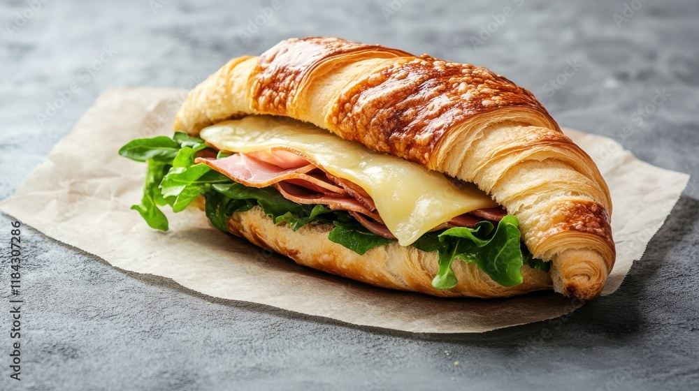 Fresh Ham and Cheese Sandwich in Bright Light Fresh Ham and Cheese Sandwich in Bright Light