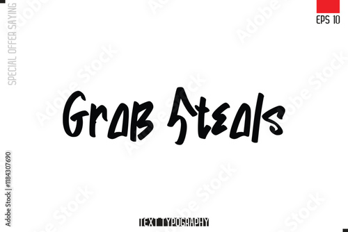 Grab Steals Typography Lettering Special Offer Design For Advertising