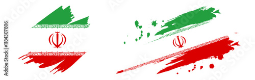 Vector illustration of Iran flag in brush stroke effect on transparent background