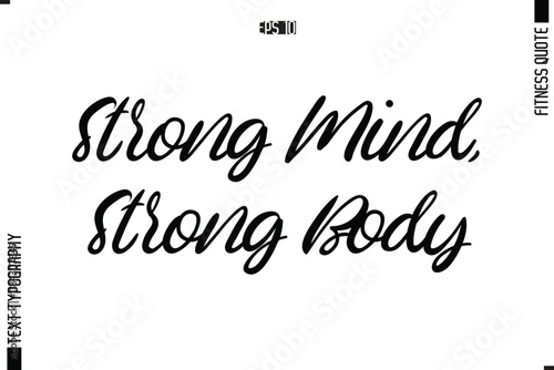  Strong Mind, Strong Body Fitness Quote Vector Text Typographic Poster