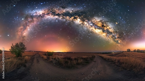 Panorama milky way galaxy with stars and space dust in the universe  photo