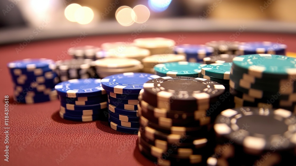energetic image of poker chips mid-push into center of table captured with motion blur energetic image of poker chips mid-push into center of table captured with motion blur