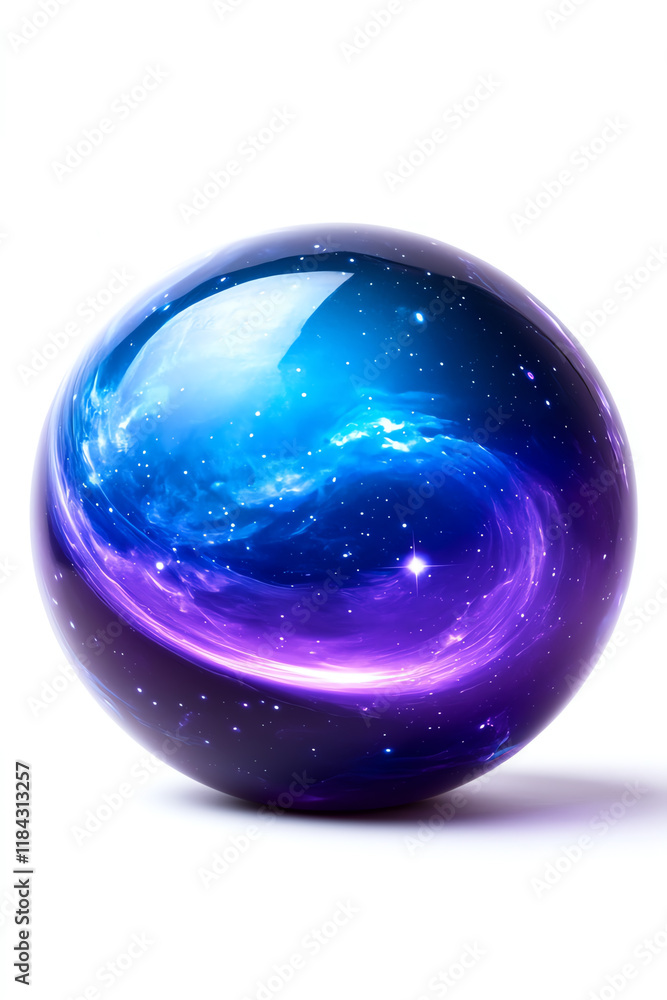 A mesmerizing sphere showcasing a vibrant galaxy with swirling colors of blue and purple, evoking a sense of infinity and wonder. A mesmerizing sphere showcasing a vibrant galaxy with swirling colors of blue and purple, evoking a sense of infinity and wonder.