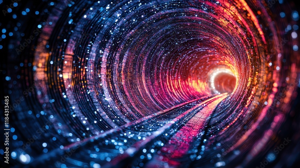 Abstract swirling tunnel of light vibrant colors futuristic digital art glowing particles energy Abstract swirling tunnel of light vibrant colors futuristic digital art glowing particles energy