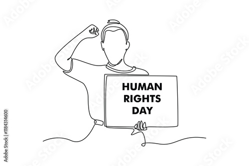 International Human Rights Day Concept. Single line draw design. Full length animation illustration. High quality 4k footage.