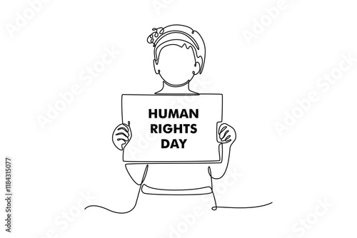 International Human Rights Day Concept. Single line draw design. Full length animation illustration. High quality 4k footage.
