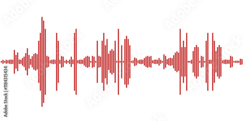 Simple voice sound display. Audio graph of waveform equalizer. Audio levels vector. Transparent PNG design.
