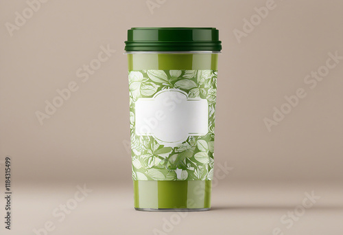 Green Tea Container Mockup A Simple and Elegant Product Presentation