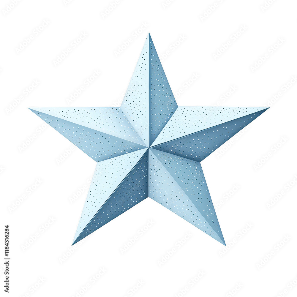 Blue star with three dimensional design and textured surface Blue star with three dimensional design and textured surface