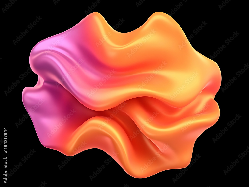 Abstract 3D Orange Pink Wave Illustration