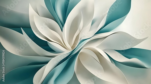 Wallpaper Mural Abstract Teal White Paper Swirl Illustration Torontodigital.ca