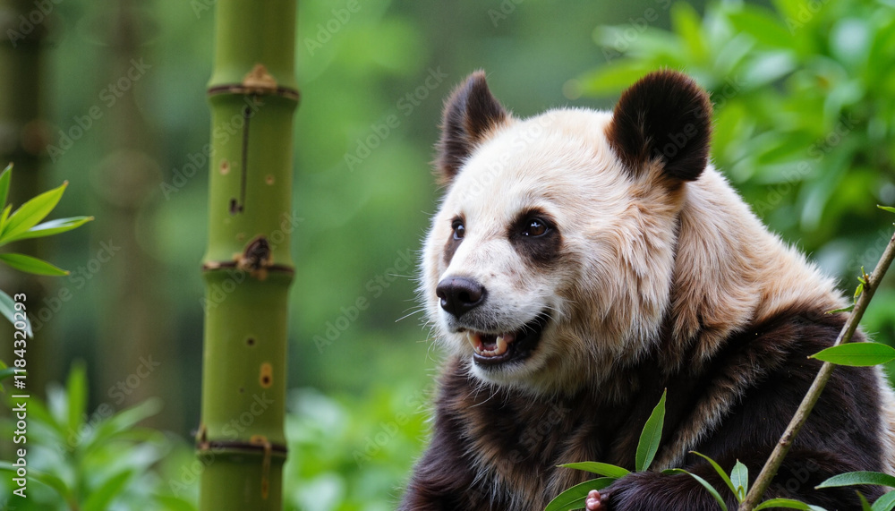Panda observing the bamboo forest, nature's tranquility Panda observing the bamboo forest, nature's tranquility