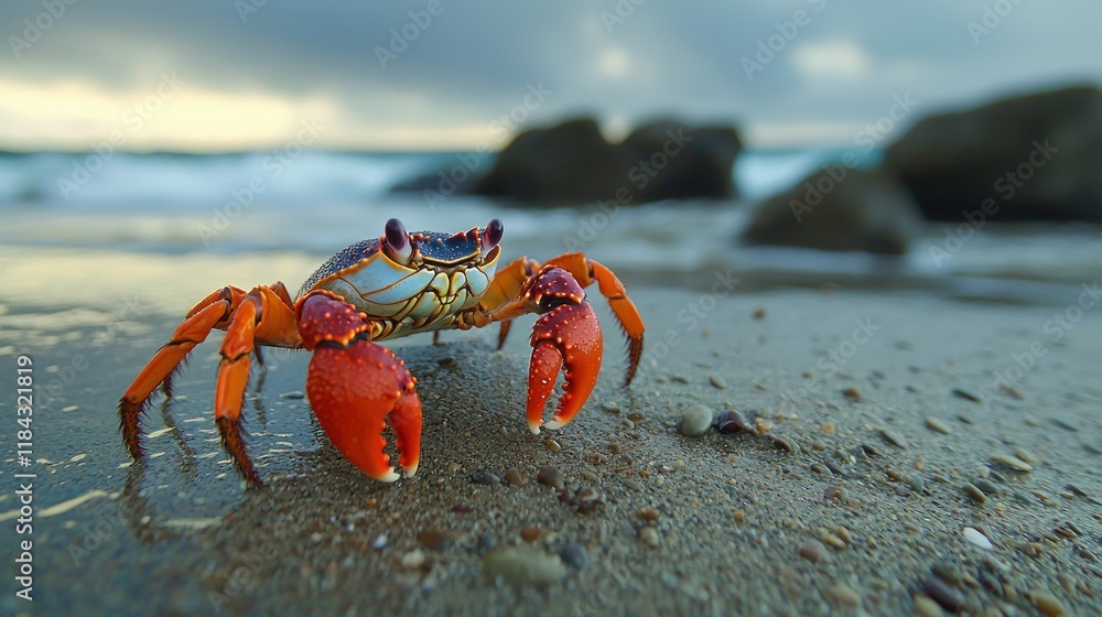 Hermit crab exploring a beach Hermit crab exploring a beach