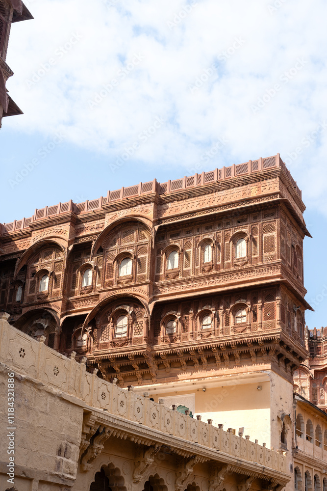 Obraz premium Detailansicht Mehrangarh Festungsanlage in Jodhpur Rajasthan Indien