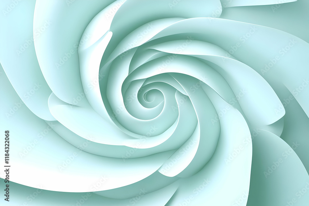Fototapeta premium Abstract 3D Pastel Green Swirl Background