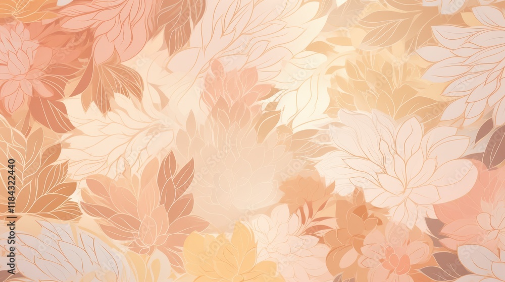 custom made wallpaper toronto digitalAbstract floral-inspired patterns with gradients of pastel peach, coral, and soft yellow, fading into a pale cream background.