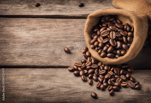 Coffee Beans in a Burlap Sack A Rustic and Aromatic Still Life