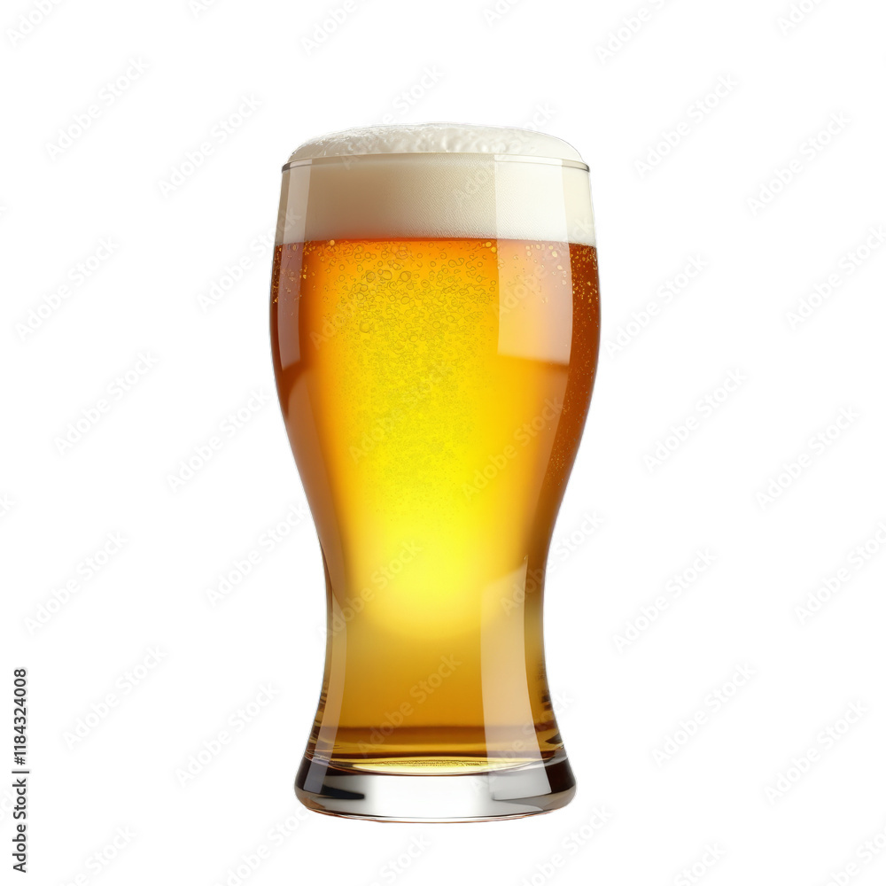 A refreshing, golden-colored beverage with a foamy head A refreshing, golden-colored beverage with a foamy head