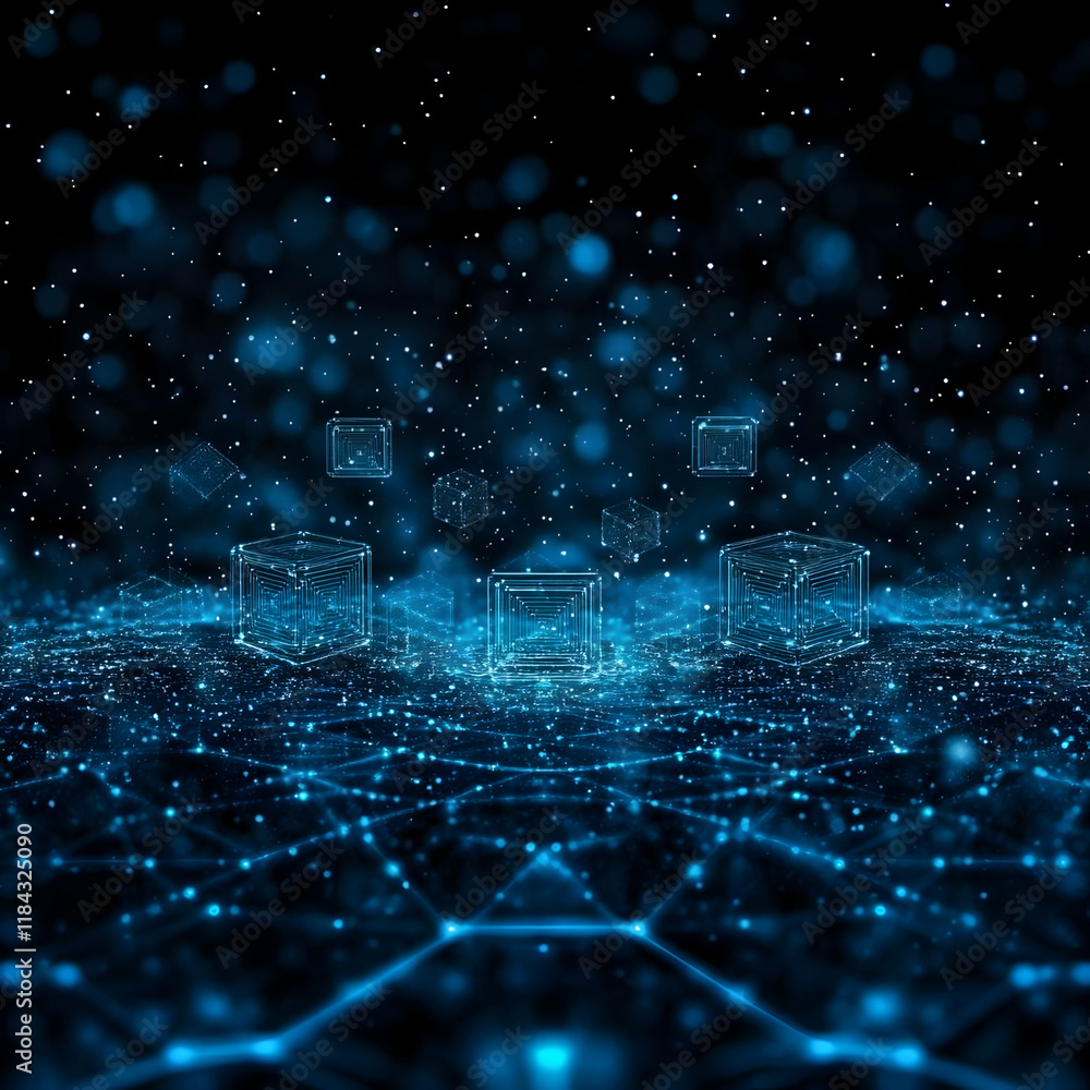 Obraz premium Abstract 3D Cube Network Background