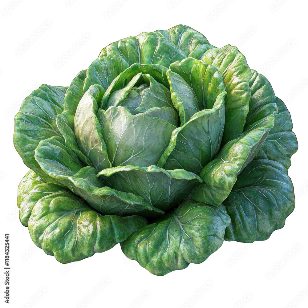 Obraz premium Fresh green cabbage with a layered leaf structure.