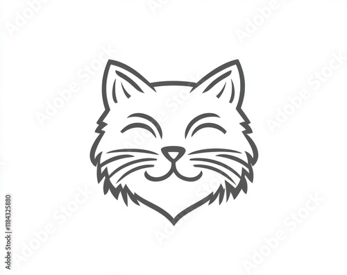 Wallpaper Mural Minimalistic line art cat face with simple lines on a white background, perfect for logos and designs. Torontodigital.ca