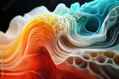 A vibrant and intricate abstract composition showcasing flowing waves in various colors, symbolizing creativity and fluidity, perfect for modern art enthusiasts.