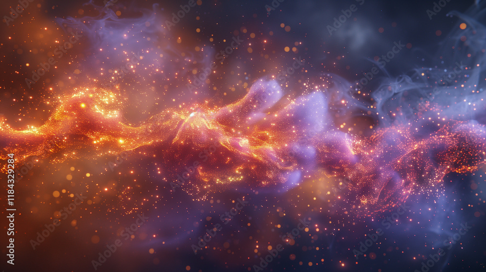 Fototapeta premium Glowing Cosmic Nebula with Sparkling Particles..