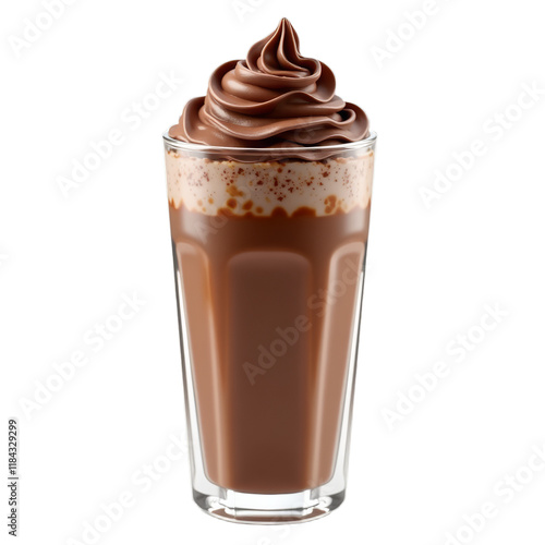A rich, chocolatey drink topped with whipped cream