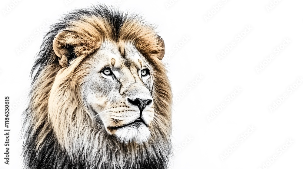 Obraz premium Realistic lion face pencil drawing, detailed portrait