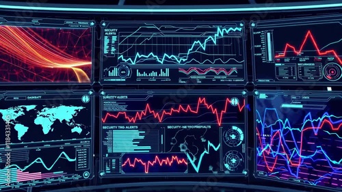 Surveillance dashboard displays security alerts and data trends in real time