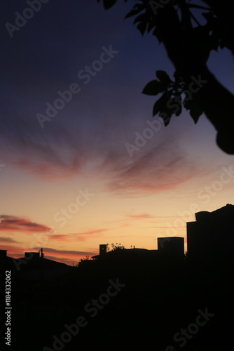 sunset at the city
