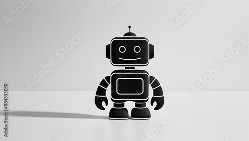 futuristic robot silhouette in solid black on pure white background

