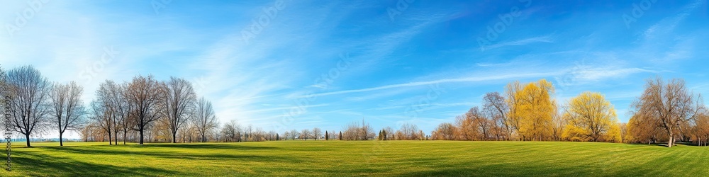 Trees in early spring. Banner with space for text Trees in early spring. Banner with space for text