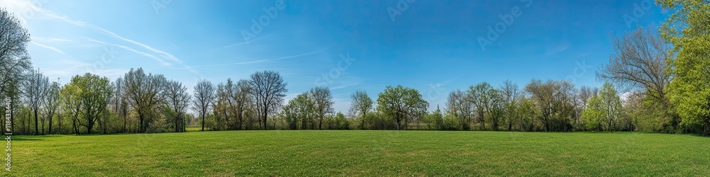 Trees in early spring. Banner with space for text Trees in early spring. Banner with space for text