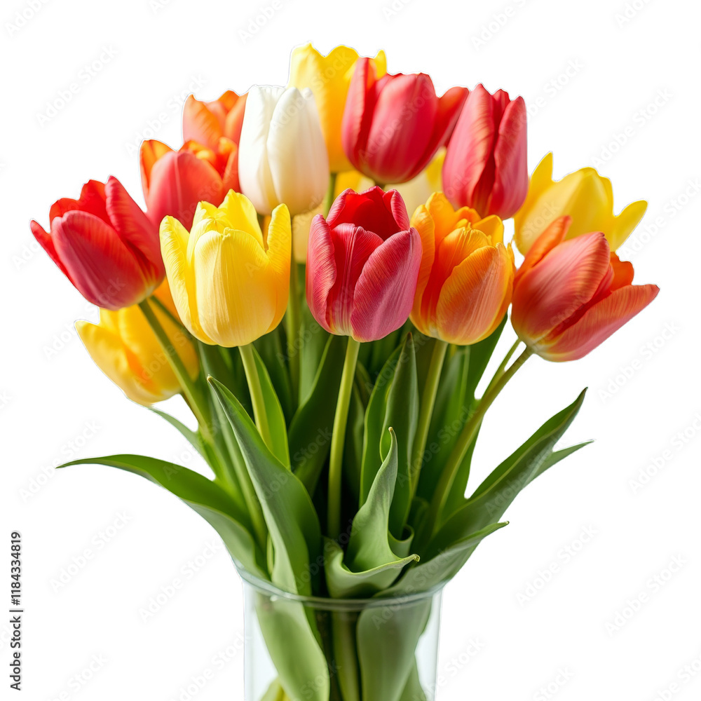 Vibrant, cup-shaped flowers with green stems and leaves, symbolizing love, hope, and friendship Vibrant, cup-shaped flowers with green stems and leaves, symbolizing love, hope, and friendship