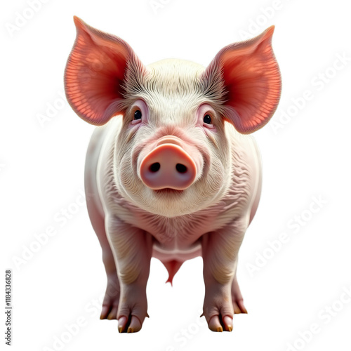 A cute piglet with large ears and a pink snout photo