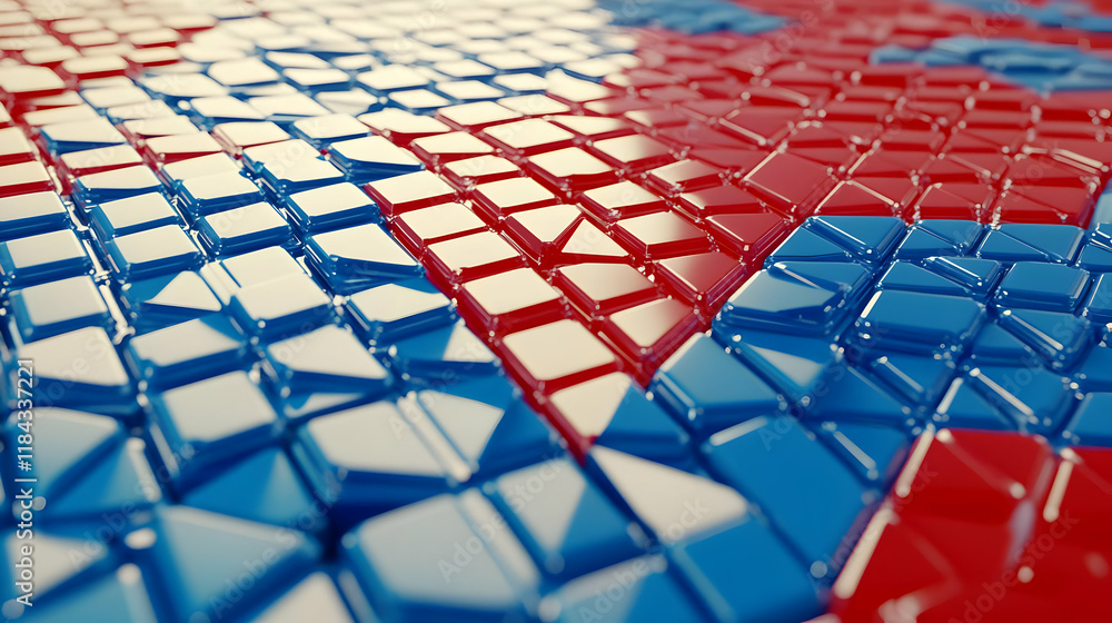 Obraz premium Abstract 3D Red Blue Blocks Background