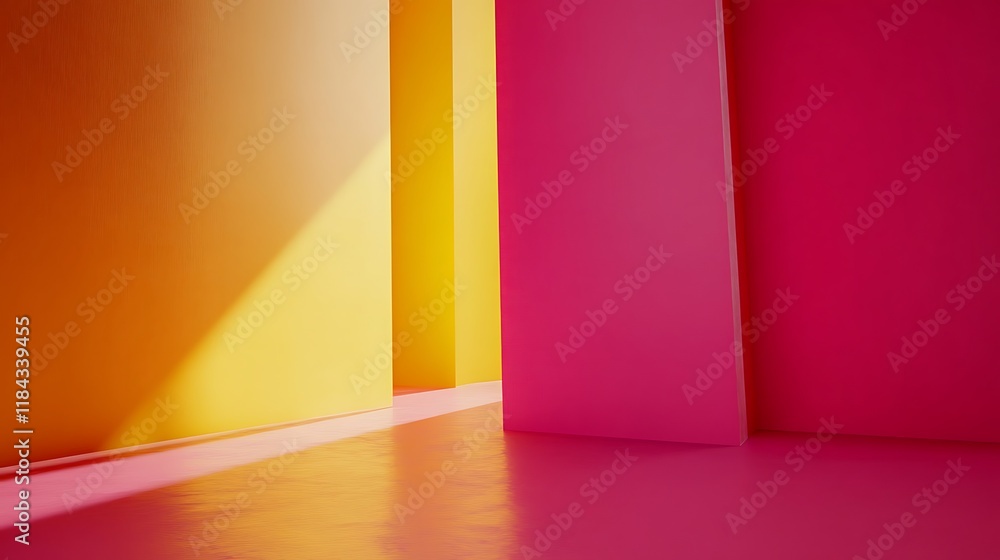 Abstract Colorful Room With Yellow And Pink Walls Abstract Colorful Room With Yellow And Pink Walls