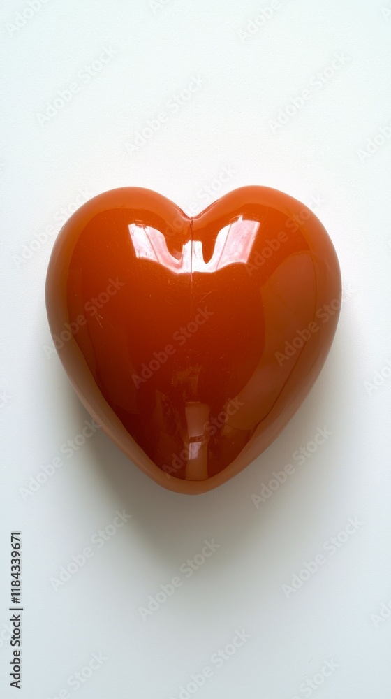 Valentine Heart-Shaped Orange Glossy Decoration Romantic Setup Indoor Close-Up Symbol of Love