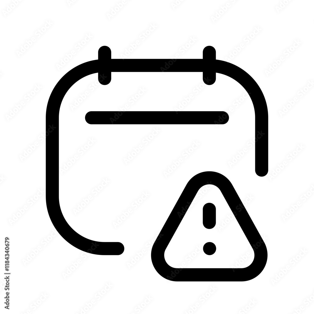 warning date icon with line style, perfect for user interface projects