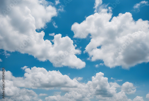 Fluffy White Clouds Against a Brilliant Blue Sky
