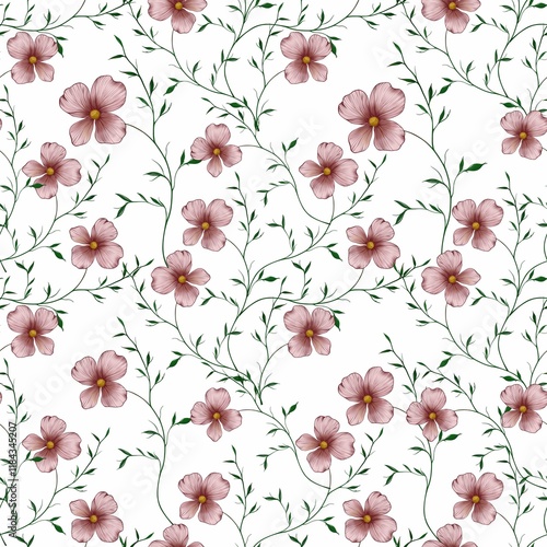 Seamless Pattern Pink Flowers Big Design for Prints, Textiles, Packaging, Fabrics, and Wrapping Paper