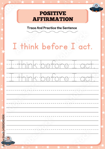 Positive affirmation activity worksheets for toddlers 