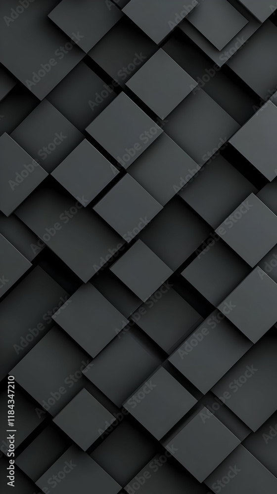 Dark Gray 3D Square Abstract Background