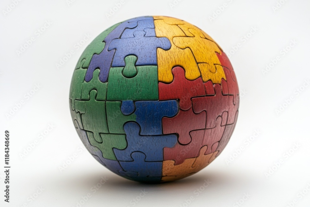Globe puzzle with vibrant colors symbolizing diversity and unity Globe puzzle with vibrant colors symbolizing diversity and unity