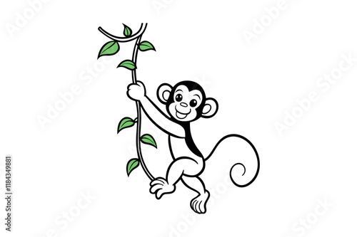 The monkey is climbing the tree