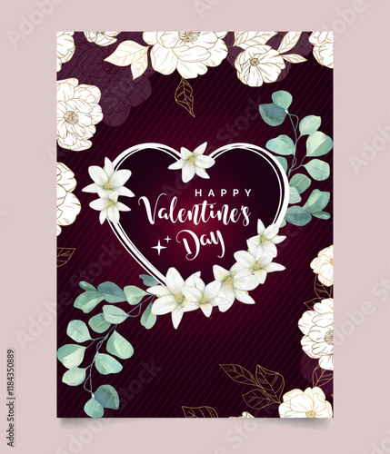 Valentine celebration poster Romantic cute love card template design