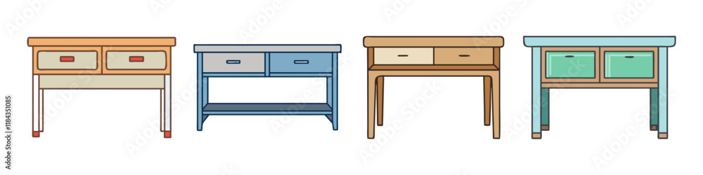 console table vector icon, furniture vector illustration - simple illustration of console table perfect for logos, and furniture-themed designs. console table vector icon, furniture vector illustration - simple illustration of console table perfect for logos, and furniture-themed designs.