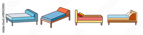 daybed vector icon, furniture vector illustration - simple illustration of daybed perfect for logos, and furniture-themed designs.